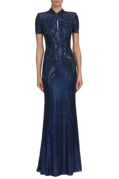Self-Portrait Rhinestone Twist Maxi Dress | Thumbnail 1