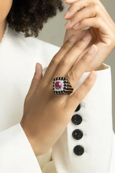 DAVID WEBB Ruby Black Fountain Head Ring | Thumbnail 4