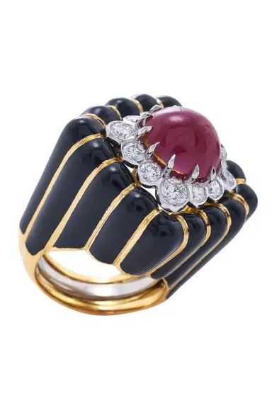 DAVID WEBB Ruby Black Fountain Head Ring | Thumbnail 1