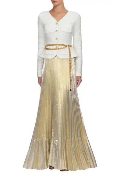 Self-Portrait Textured Metallic Maxi Dress | Thumbnail 1 Self-Portrait Textured Metallic Maxi Dress | Thumbnail 1