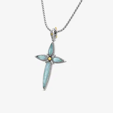 Konstantino Konstantino Gen K 2 Sterling Silver & 18K Yellow Gold Aquamarine Cross Necklace by The Solist | Thumbnail 2