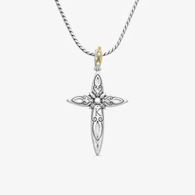 Konstantino Konstantino Gen K 2 Sterling Silver & 18K Yellow Gold Aquamarine Cross Necklace by The Solist | Thumbnail 3