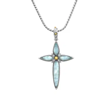 Konstantino Konstantino Gen K 2 Sterling Silver & 18K Yellow Gold Aquamarine Cross Necklace by The Solist | Thumbnail 1