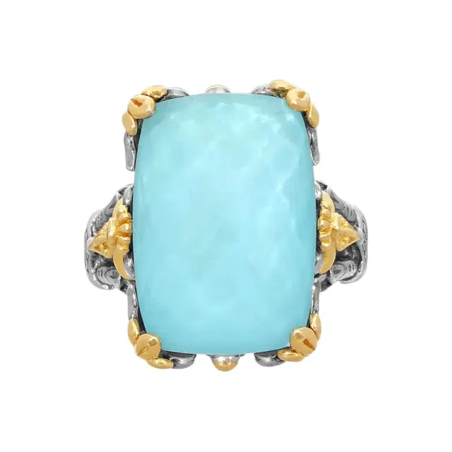 Konstantino Konstantino Gen K 2 Sterling Silver & 18K Yellow Gold Aquamarine Ring Sz. 7 by The Solist