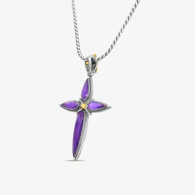 Konstantino Konstantino Gen K Sterling Silver & 18K Yellow Gold Amethyst Cross Necklace by The Solist | Thumbnail 2
