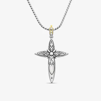 Konstantino Konstantino Gen K Sterling Silver & 18K Yellow Gold Amethyst Cross Necklace by The Solist | Thumbnail 3