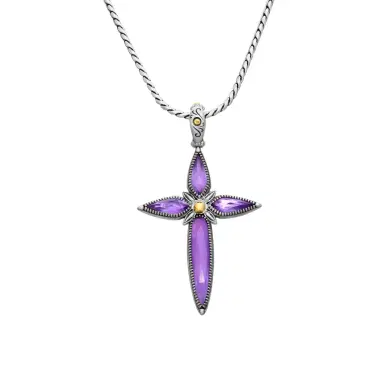 Konstantino Konstantino Gen K Sterling Silver & 18K Yellow Gold Amethyst Cross Necklace by The Solist | Thumbnail 1