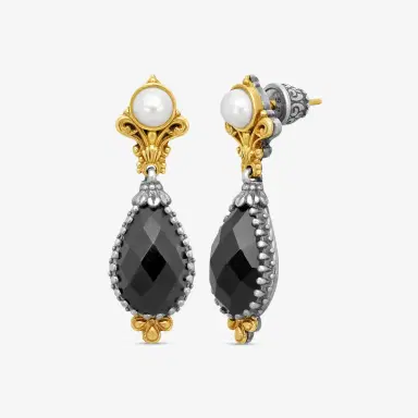 Konstantino Konstantino Nykta Sterling Silver & 18K Yellow Gold Onyx & Pearl Earrings by The Solist | Thumbnail 2