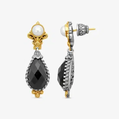 Konstantino Konstantino Nykta Sterling Silver & 18K Yellow Gold Onyx & Pearl Earrings by The Solist | Thumbnail 3