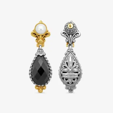 Konstantino Konstantino Nykta Sterling Silver & 18K Yellow Gold Onyx & Pearl Earrings by The Solist | Thumbnail 4