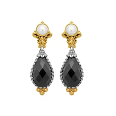 Konstantino Konstantino Nykta Sterling Silver & 18K Yellow Gold Onyx & Pearl Earrings by The Solist | Thumbnail 1