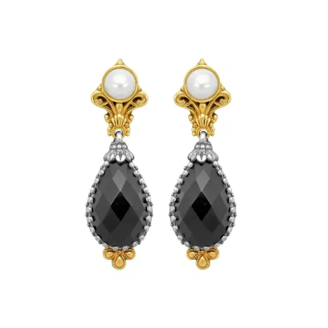 Konstantino Konstantino Nykta Sterling Silver & 18K Yellow Gold Onyx & Pearl Earrings by The Solist