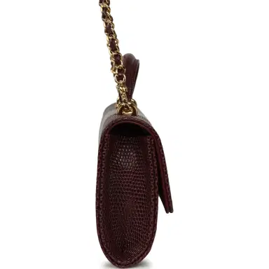 Chanel Chanel Long Top Handle Clutch with Chain Dark Burgundy Lizard Embossed Calfskin Gold Hardware | Thumbnail 4