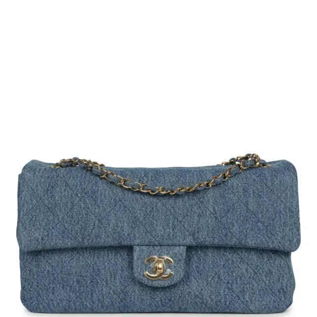 Chanel Chanel Maxi "Souplissimo" Small Flap Bag Blue Denim Gold Hardware