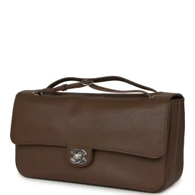 Chanel Chanel Maxi "Souplissimo" Small Flap Bag Brown Grained Calfskin Silver Hardware | Thumbnail 5