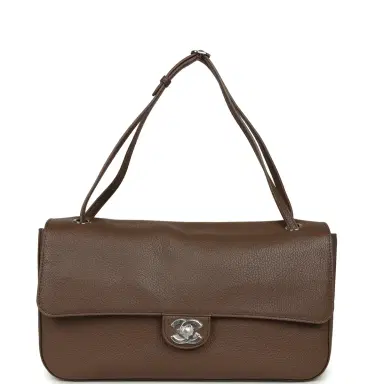 Chanel Chanel Maxi "Souplissimo" Small Flap Bag Brown Grained Calfskin Silver Hardware | Thumbnail 7