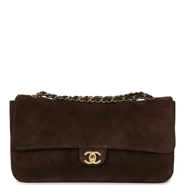 Chanel Chanel Maxi "Souplissimo" Small Flap Bag Dark Brown Suede Gold Hardware