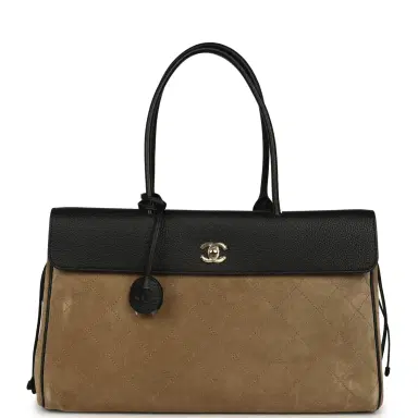 Chanel Chanel Medium "Urban Essential" East West Shopping Tote Black Grained Calfskin and Beige Suede Gold Hardware | Thumbnail 1