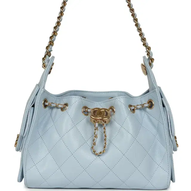 Chanel Chanel Mini 25 Hobo Bag Light Blue Caviar Gold Hardware