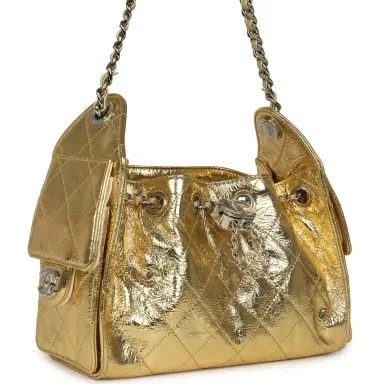 Chanel Chanel Mini 25 Hobo Bag Metallic Gold Calfskin Silver Hardware | Thumbnail 2