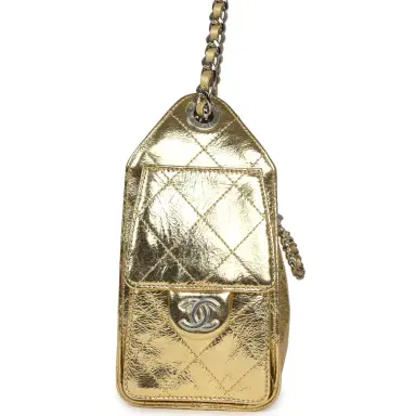 Chanel Chanel Mini 25 Hobo Bag Metallic Gold Calfskin Silver Hardware | Thumbnail 3