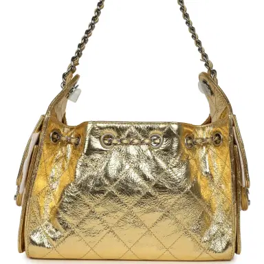 Chanel Chanel Mini 25 Hobo Bag Metallic Gold Calfskin Silver Hardware | Thumbnail 4