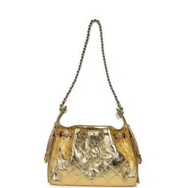 Chanel Chanel Mini 25 Hobo Bag Metallic Gold Calfskin Silver Hardware | Thumbnail 7