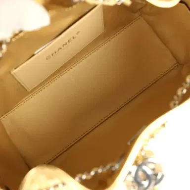 Chanel Chanel Mini 25 Hobo Bag Metallic Gold Calfskin Silver Hardware | Thumbnail 8