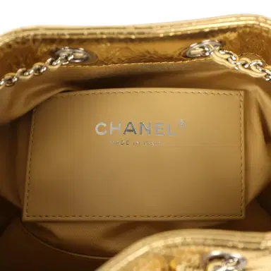 Chanel Chanel Mini 25 Hobo Bag Metallic Gold Calfskin Silver Hardware | Thumbnail 9