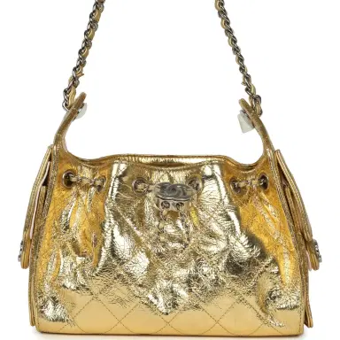 Chanel Chanel Mini 25 Hobo Bag Metallic Gold Calfskin Silver Hardware | Thumbnail 1