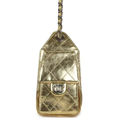 Chanel Chanel Mini 25 Hobo Bag Metallic Gold Calfskin Silver Hardware | Thumbnail 3