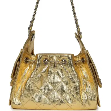 Chanel Chanel Mini 25 Hobo Bag Metallic Gold Calfskin Silver Hardware | Thumbnail 4