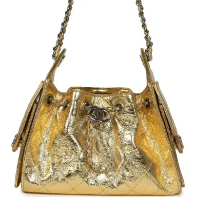 Chanel Chanel Mini 25 Hobo Bag Metallic Gold Calfskin Silver Hardware | Thumbnail 1