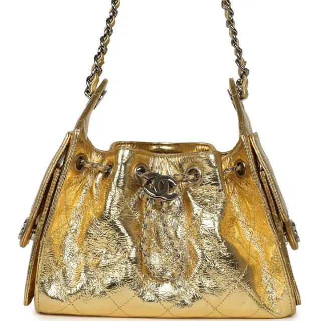 Chanel Chanel Mini 25 Hobo Bag Metallic Gold Calfskin Silver Hardware