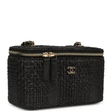 Chanel Chanel Small Vanity Case Black Raffia Light Gold Hardware | Thumbnail 2 Chanel Chanel Small Vanity Case Black Raffia Light Gold Hardware | Thumbnail 2