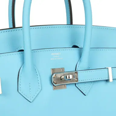 HERMÈS Hermes Birkin 25 Celeste Swift Palladium Hardware | Thumbnail 7 HERMÈS Hermes Birkin 25 Celeste Swift Palladium Hardware | Thumbnail 7