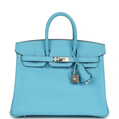 HERMÈS Hermes Birkin 25 Celeste Swift Palladium Hardware | Thumbnail 1 HERMÈS Hermes Birkin 25 Celeste Swift Palladium Hardware | Thumbnail 1