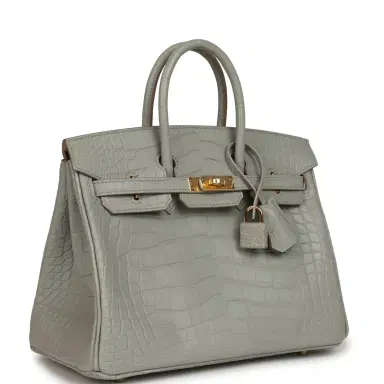 HERMÈS Hermes Birkin 25 Gris Perle Matte Alligator Gold Hardware | Thumbnail 2 HERMÈS Hermes Birkin 25 Gris Perle Matte Alligator Gold Hardware | Thumbnail 2