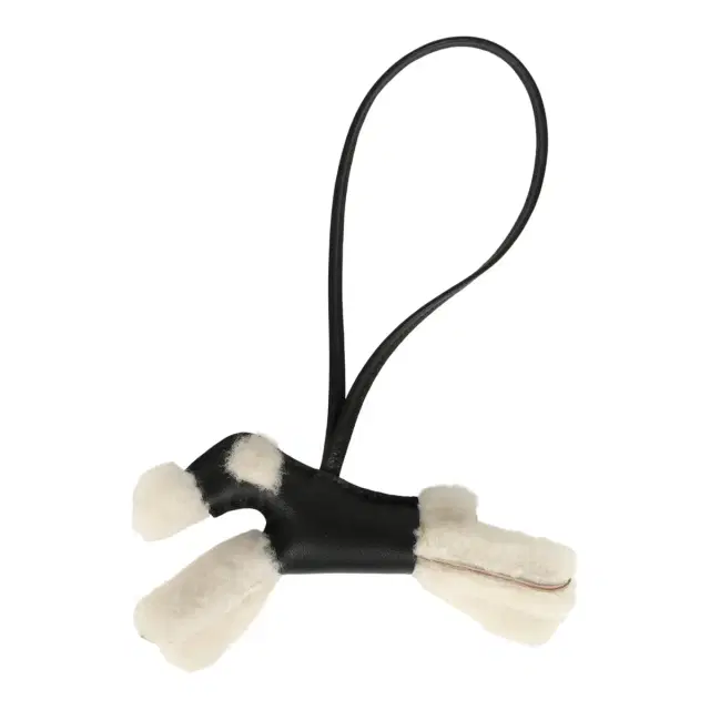 hermes Hermes Budy Charm Black Milo Lambskin and Ecru Merino Sheepskin