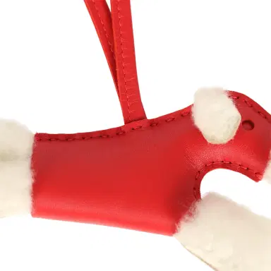 HERMÈS Hermes Budy Charm Rouge Radieux Milo Lambskin and Ecru Merino Wool | Thumbnail 3 HERMÈS Hermes Budy Charm Rouge Radieux Milo Lambskin and Ecru Merino Wool | Thumbnail 3