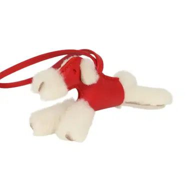 HERMÈS Hermes Budy Charm Rouge Radieux Milo Lambskin and Ecru Merino Wool | Thumbnail 4 HERMÈS Hermes Budy Charm Rouge Radieux Milo Lambskin and Ecru Merino Wool | Thumbnail 4