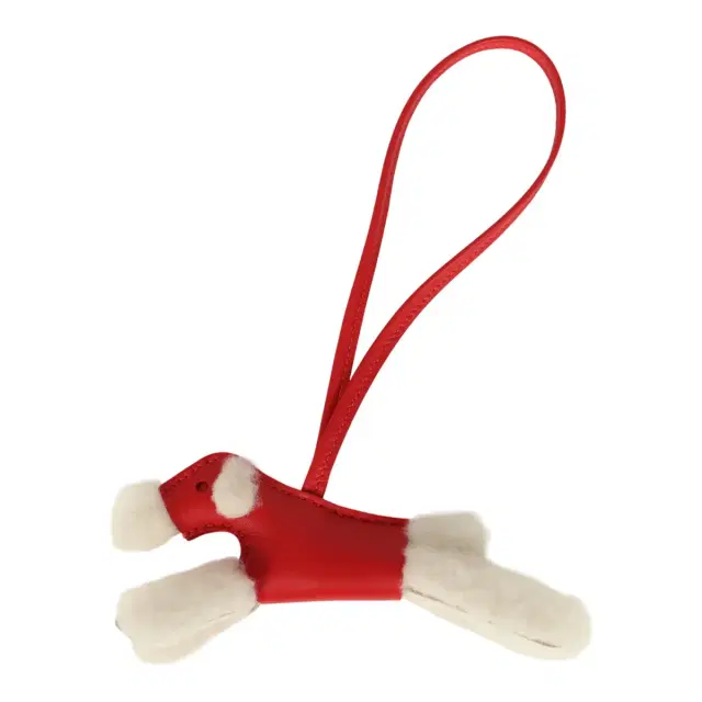 hermes Hermes Budy Charm Rouge Radieux Milo Lambskin and Ecru Merino Wool