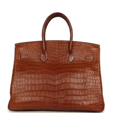 HERMÈS Pre-owned Hermes Birkin 35 Gold Matte Porosus Crocodile Gold Hardware | Thumbnail 4 HERMÈS Pre-owned Hermes Birkin 35 Gold Matte Porosus Crocodile Gold Hardware | Thumbnail 4