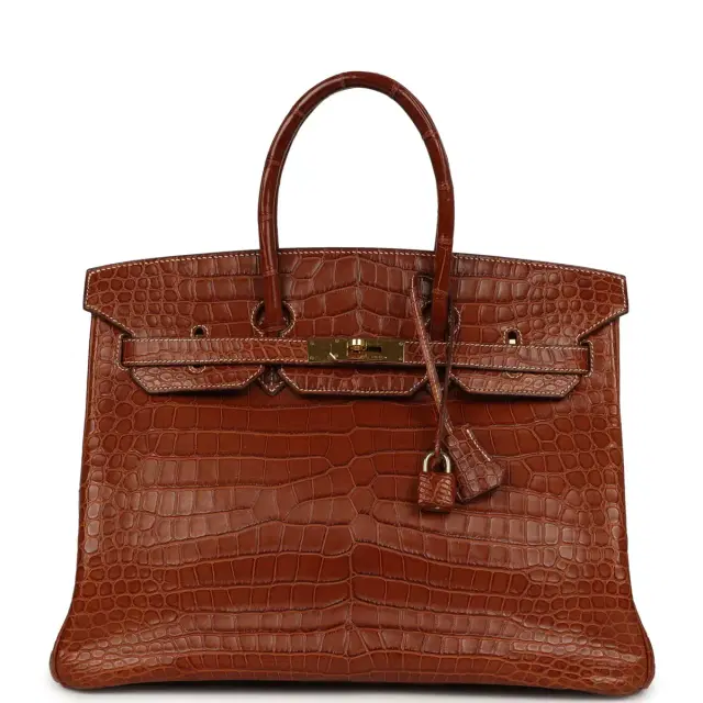 hermes Pre-owned Hermes Birkin 35 Gold Matte Porosus Crocodile Gold Hardware