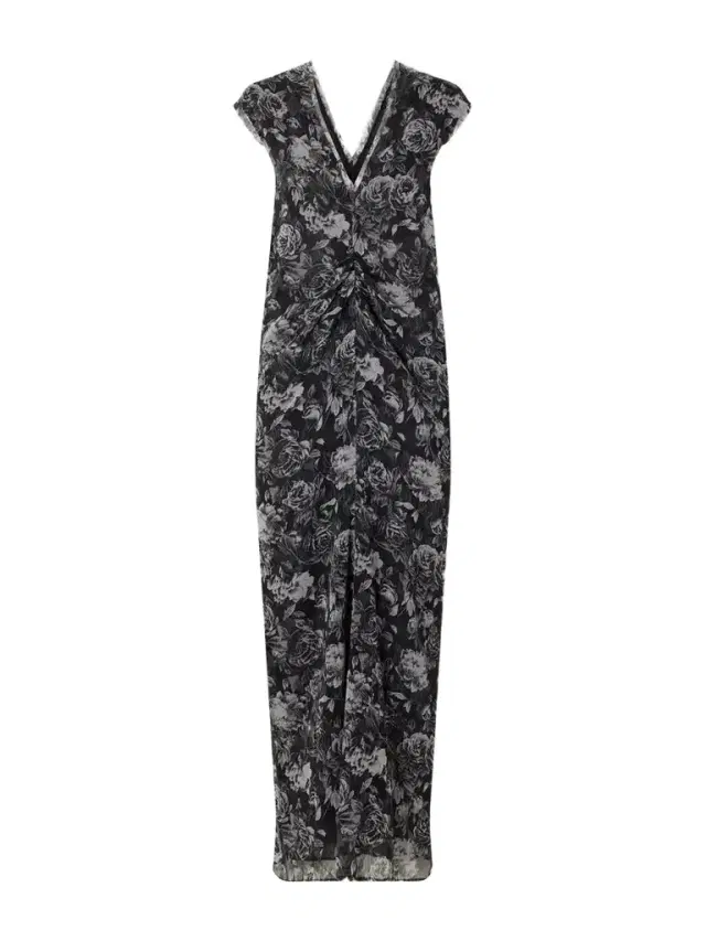 Luana Floral-print Ruched Silk Maxi Dress