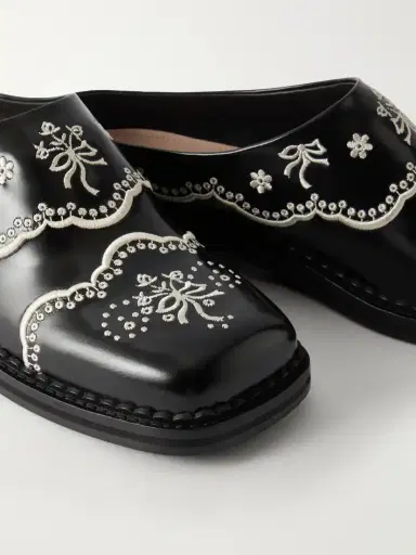 Simone Rocha Floral Lace Embroidered Leather Slip-ons | Thumbnail 5