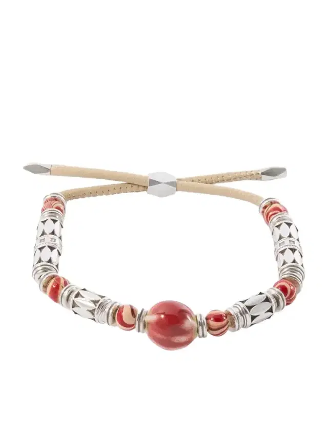 Isabel Marant Janis Wood, Ceramic And Leather Beaded Bracelet
