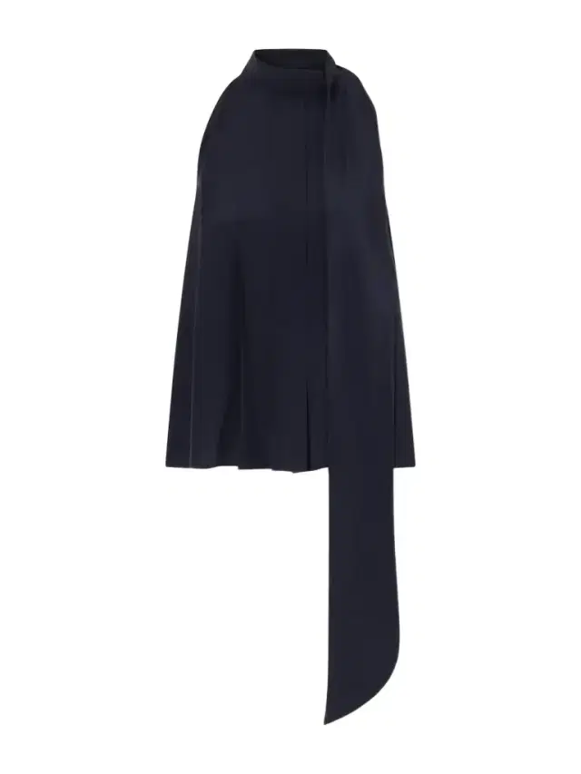 Draped Pleated Silk Blouse