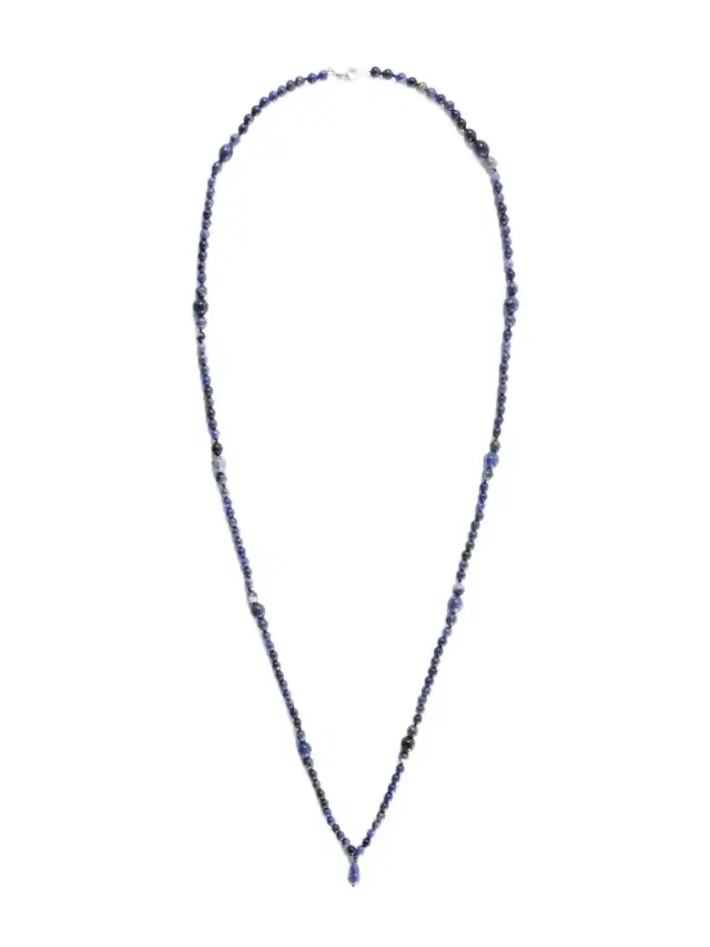 Wave Sterling Silver And Sodalite Beaded Necklace
