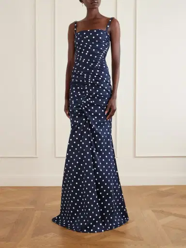 Carolina Herrera Gathered Polka-dot Cotton-blend Twill Gown | Thumbnail 2 Carolina Herrera Gathered Polka-dot Cotton-blend Twill Gown | Thumbnail 2